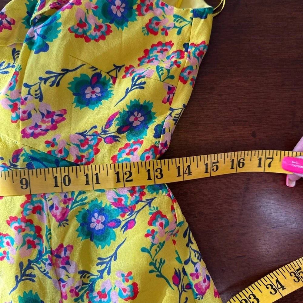 Saloni size 4 Holly ruffled trim silk floral midi dress‎ NWOT